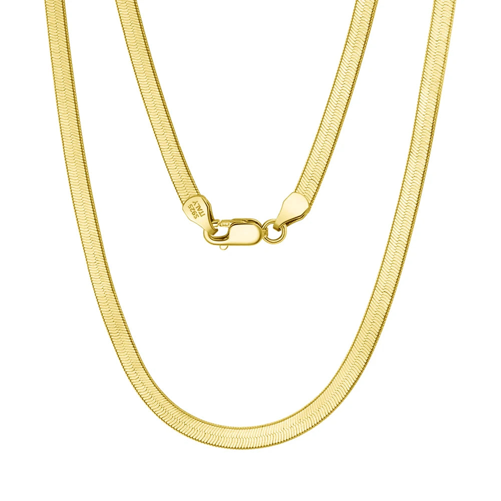 Genuine Solid 925S Italian 4.5mm Herringbone Chain Necklace