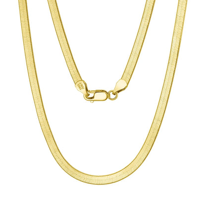 Genuine Solid 925S Italian 4.5mm Herringbone Chain Necklace