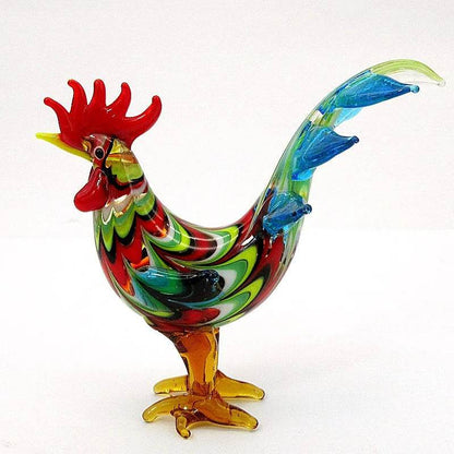 Folk Art Rooster Figurine- Murano-Style Glass - Shop Jobie