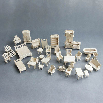 Wooden Dollhouse Miniature Furniture DIY - Shop Jobie
