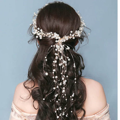 Wedding - Crystal Pearl Long Tiaras - Shop Jobie