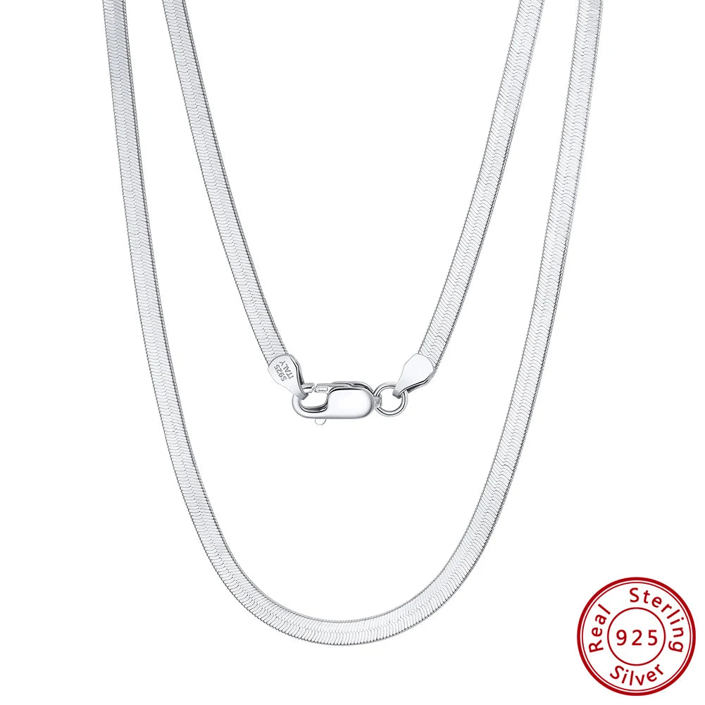 Genuine Solid 925S Italian 4.5mm Herringbone Chain Necklace