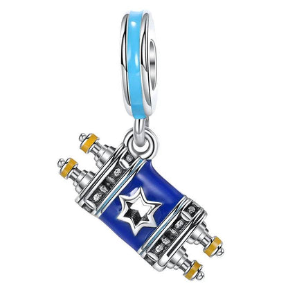 925S Jewish Scroll Bead With Cubic Zirconia Charm - Shop Jobie