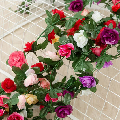 Silk Flower Garland Vine - 98" - 45 Head Diamond Rose Flowers