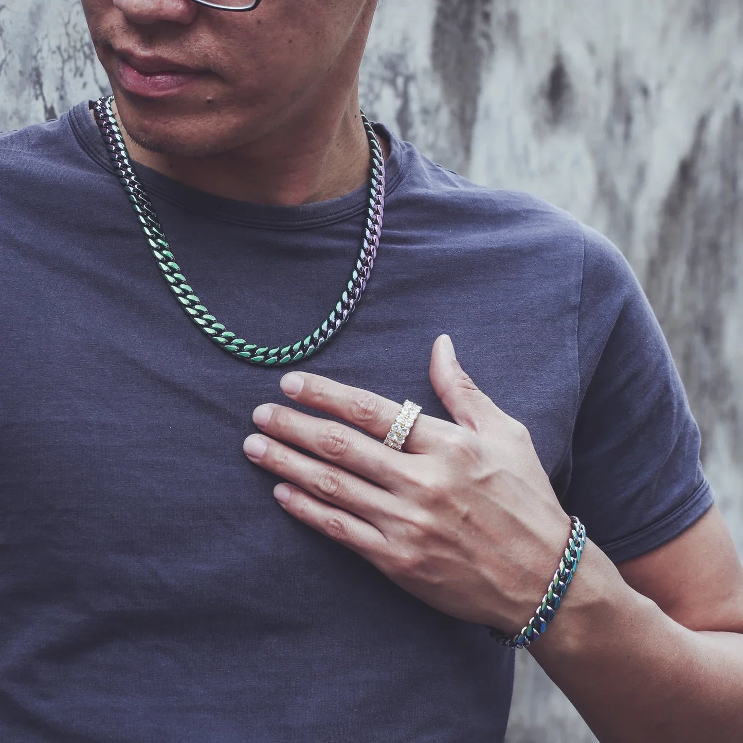 Miami Cuban Link Chain - Rainbow Tone