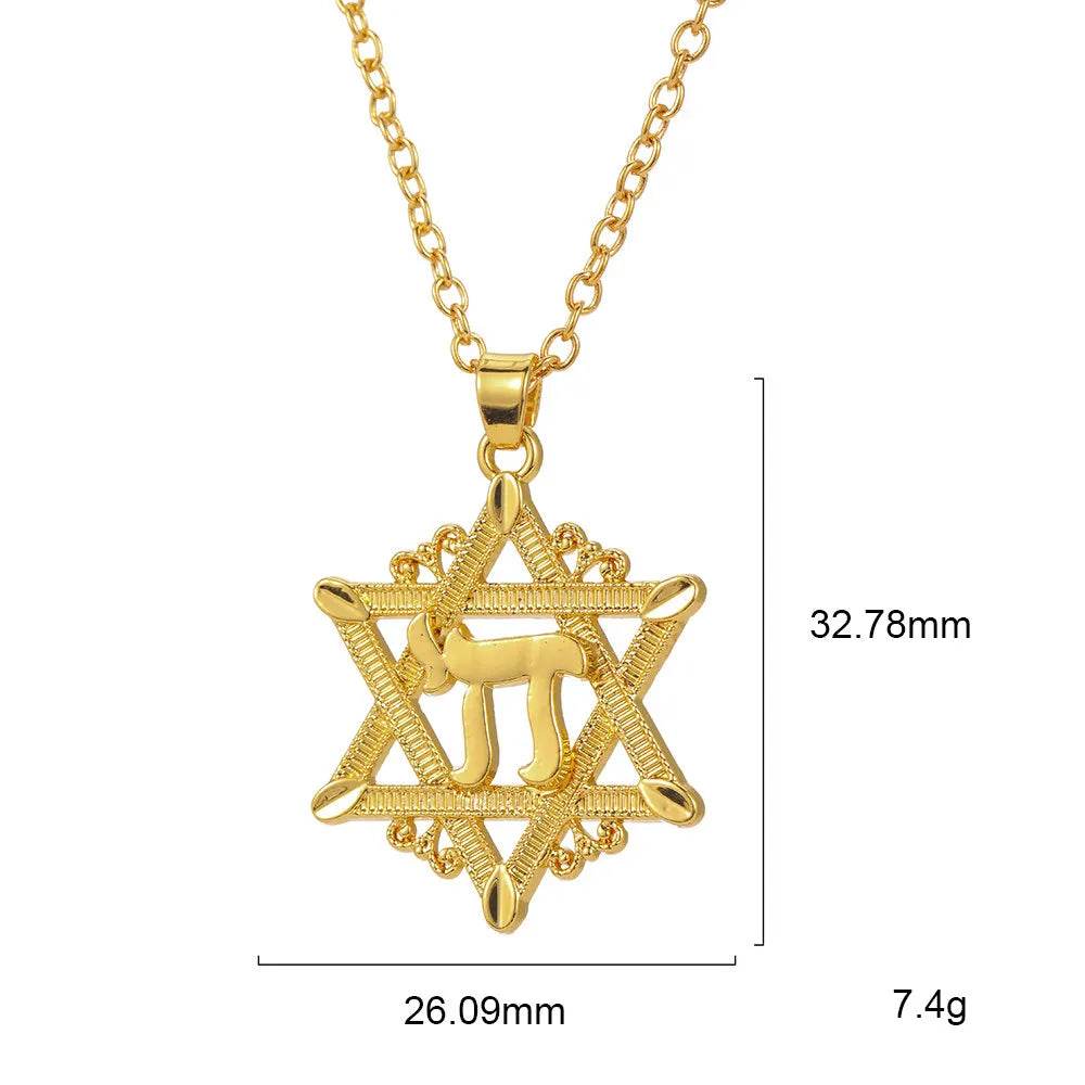 Chai Pendant Necklace Star of David - Shop Jobie