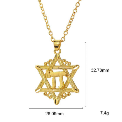 Chai Pendant Necklace Star of David - Shop Jobie