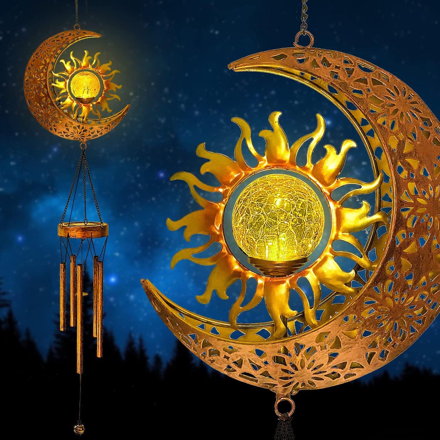 Solar Moon Sun Face Wind Chime