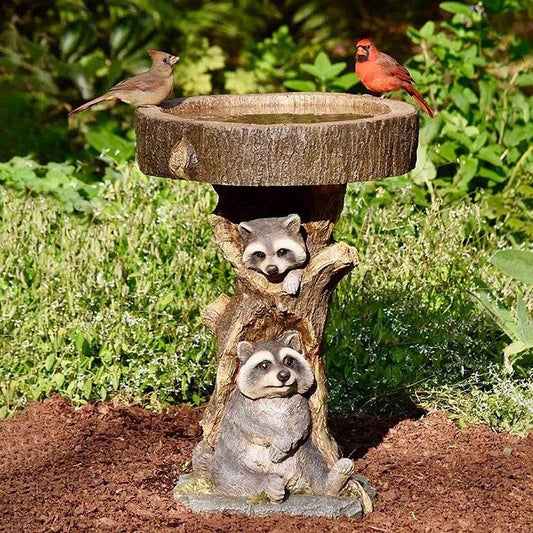 Racoon Garden Bird Bath Decor - Shop Jobie