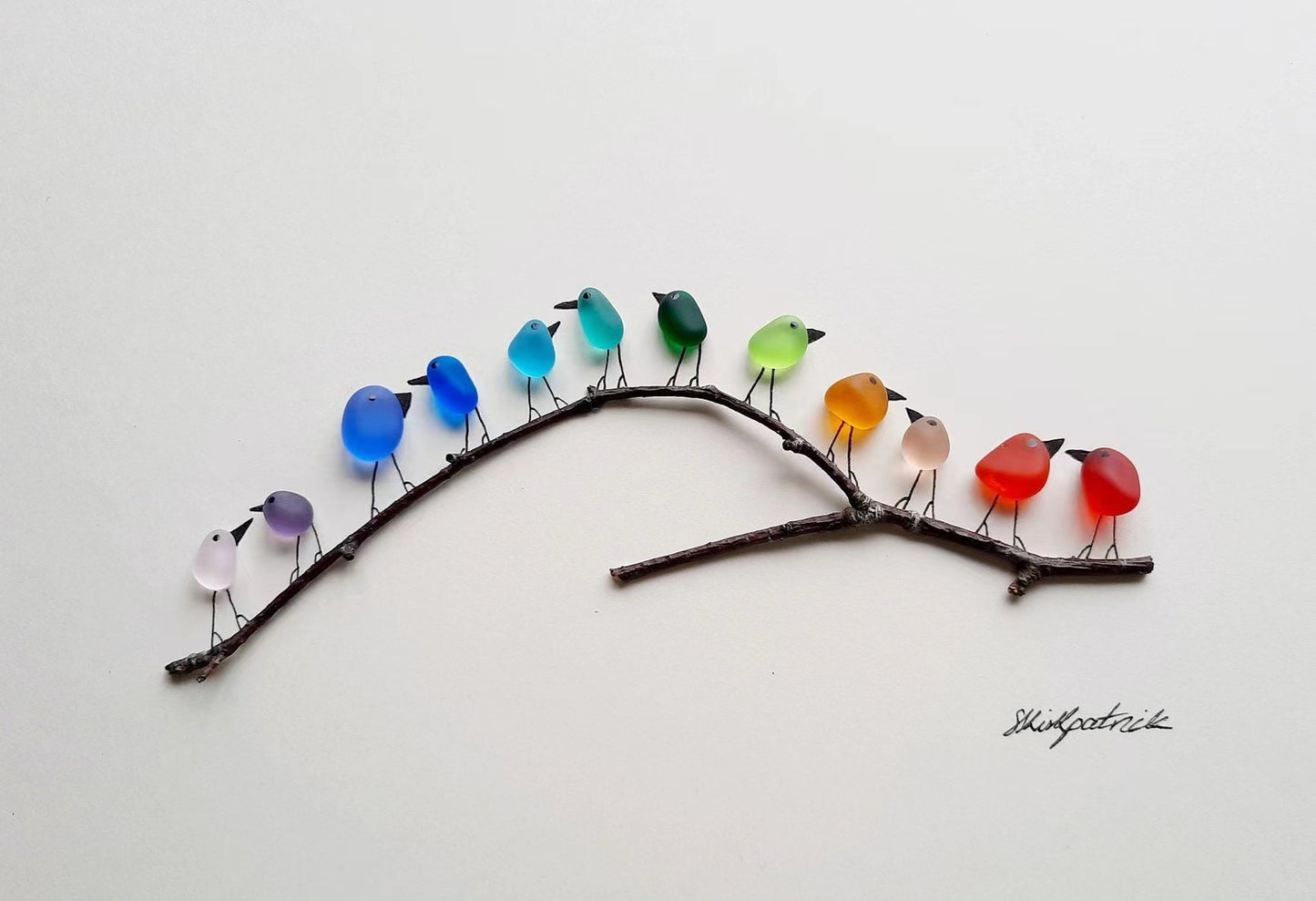 Sea Glass Rainbow Birds