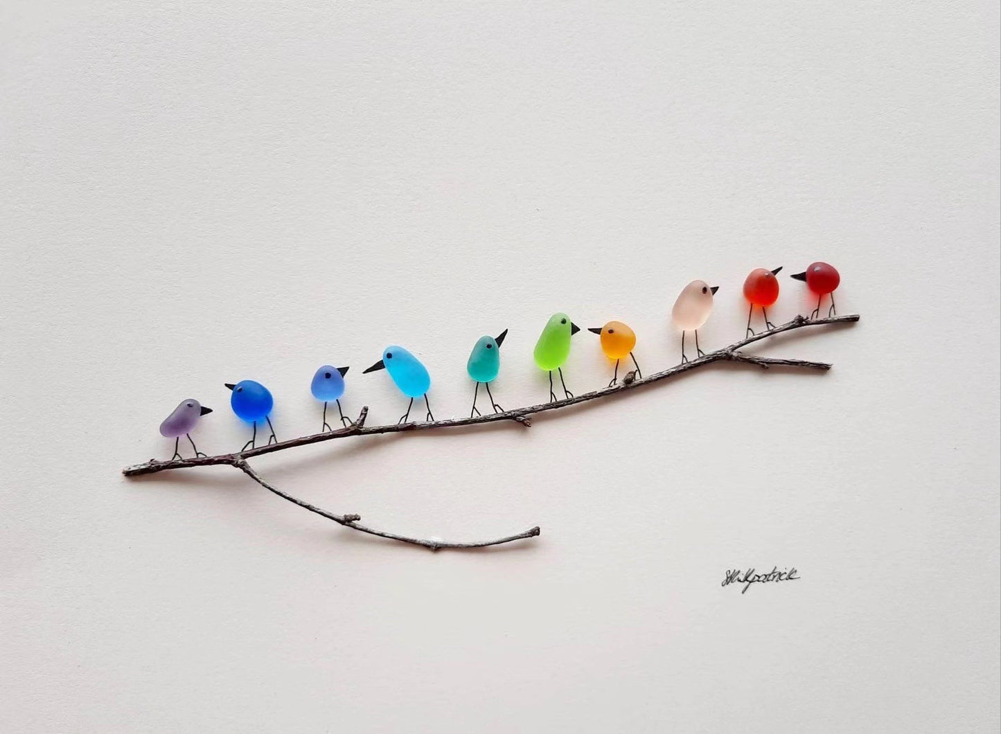 Sea Glass Rainbow Birds