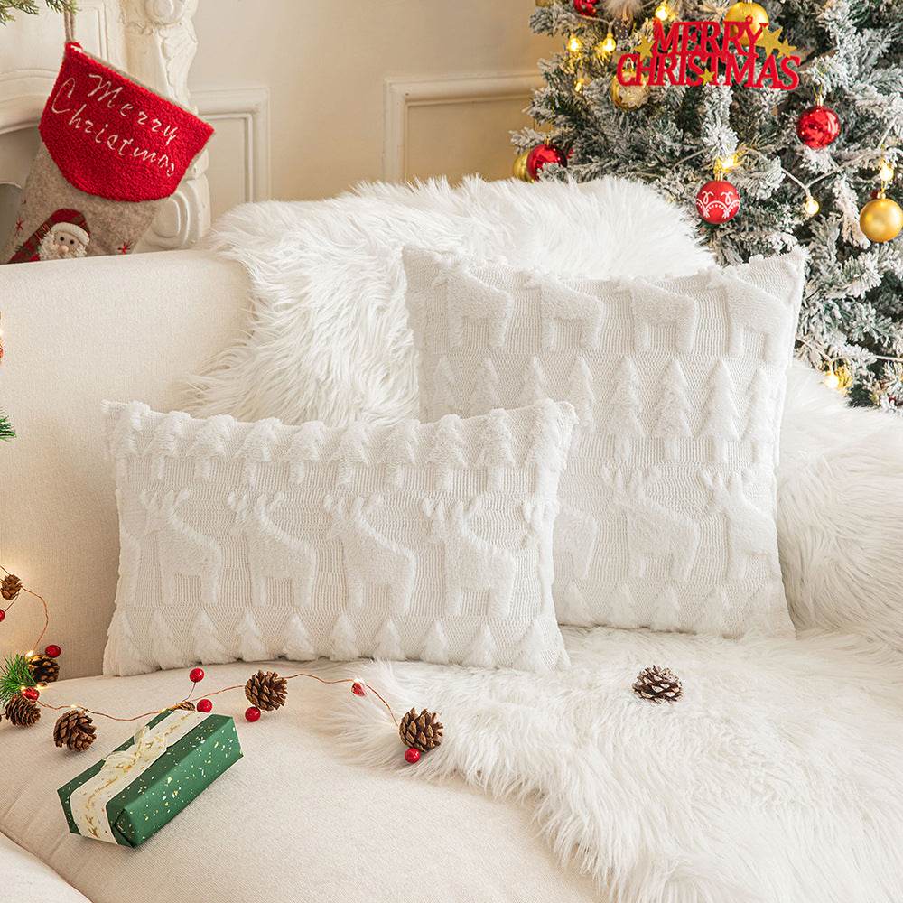 Winter Plush Pillow Covers - Snowflakes & Trees - Shop Jobie
