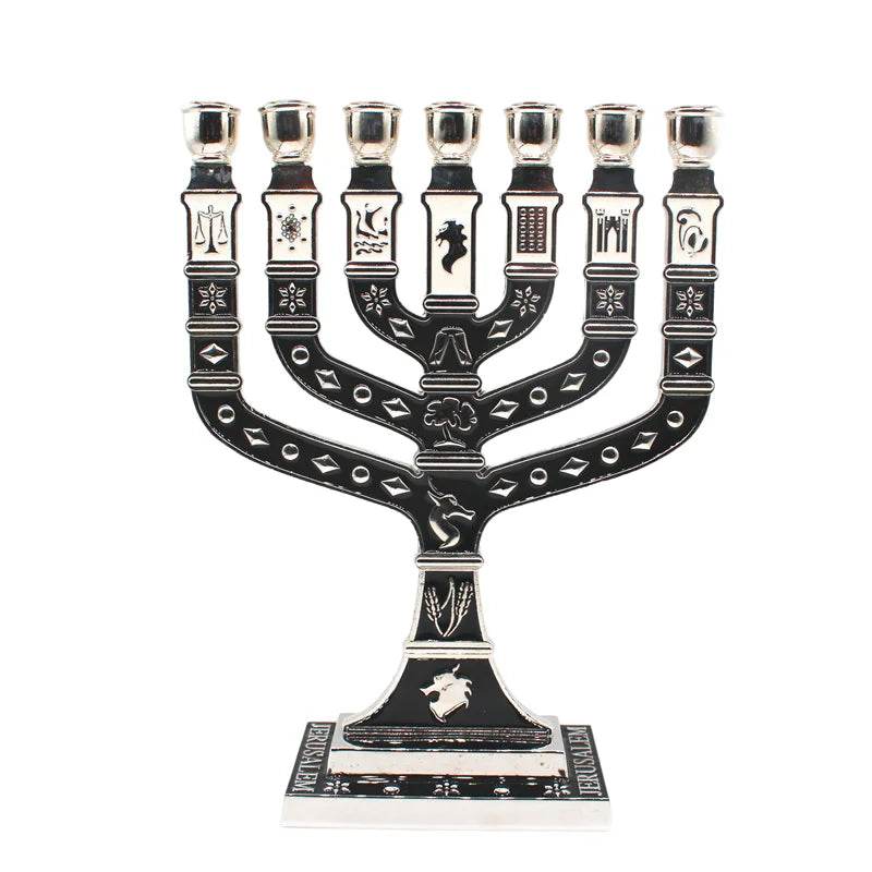 12 Tribes Jewish Candelabra Judaica 7 Branch Metal Candlestick - Shop Jobie