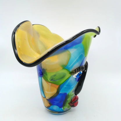 Murano-Style Art Glass Face Vase