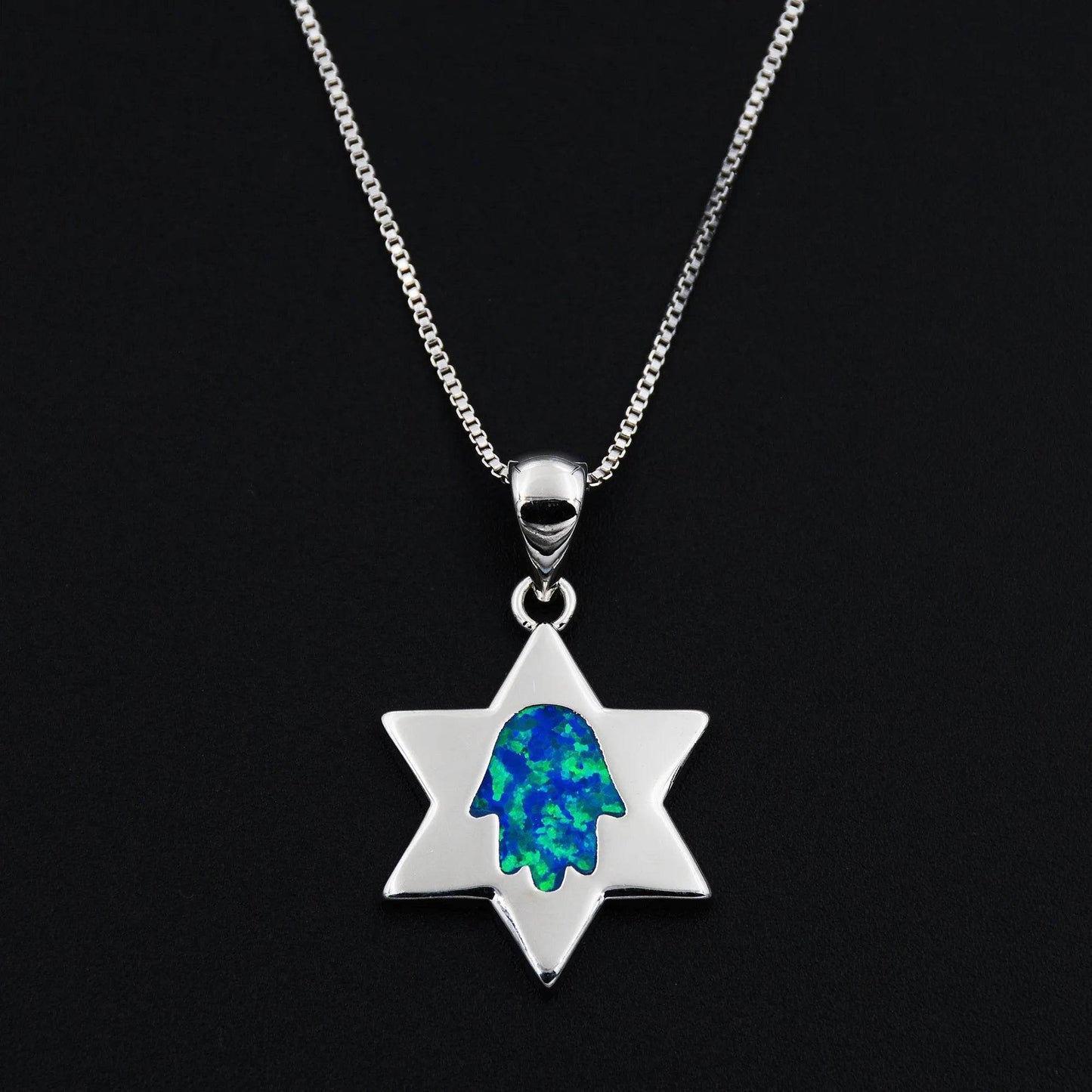 925S Star of David Blue Fire Opal Necklace - Shop Jobie