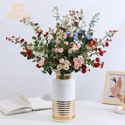 Silk Flower Bouquet -  Long Branch Artificial Mini Roses