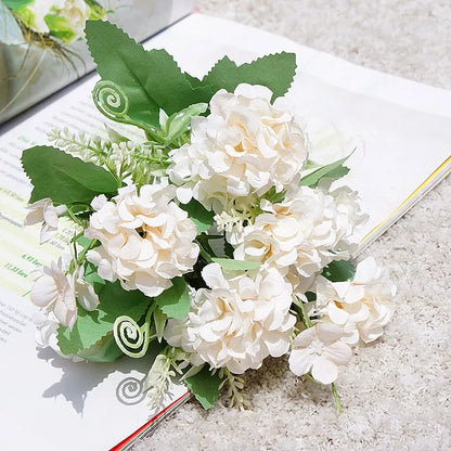 Silk Flower Bouquet - 5-Fork-Bunch Hydrangea Flower