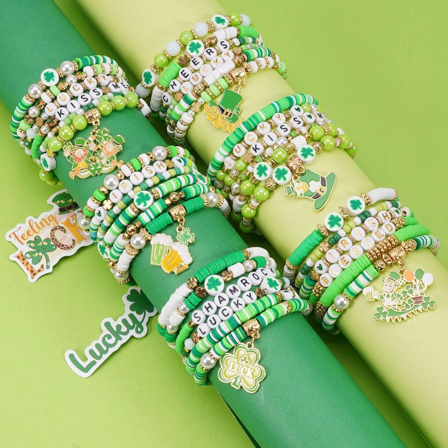 Lucky Shamrock Clover Party Favor Fashion Bracelets