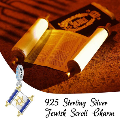 925S Jewish Scroll Bead With Cubic Zirconia Charm - Shop Jobie