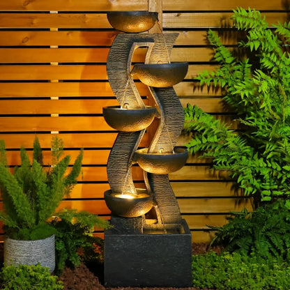 Garden Fountain w/Illuminated Waterfall