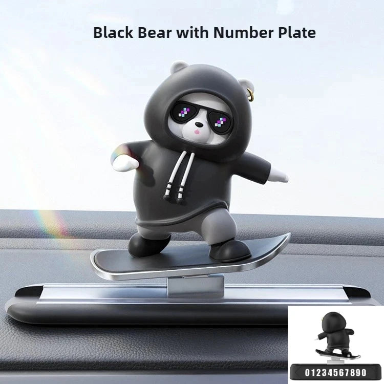Mini Dashboard Skateboarding Bear