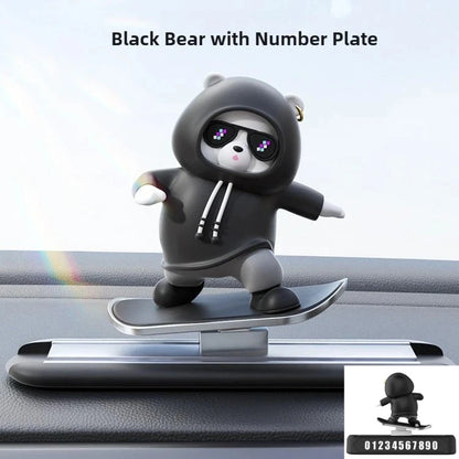 Mini Dashboard Skateboarding Bear