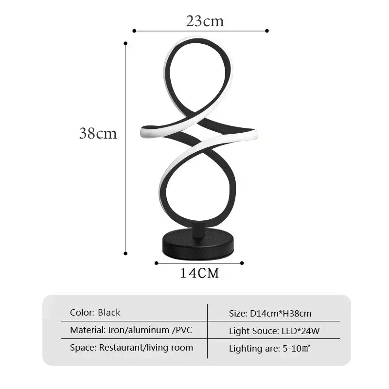 Modern Chrome Plated High Polished LED Table Lamp - Twisted Lines