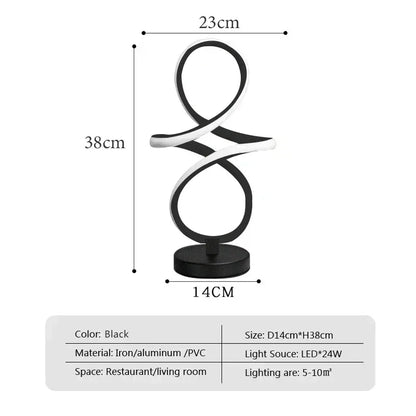 Modern Chrome Plated High Polished LED Table Lamp - Twisted Lines