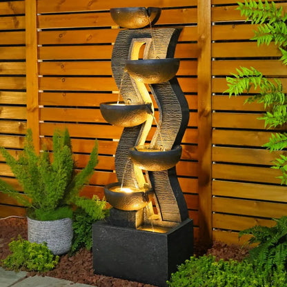 Garden Fountain w/Illuminated Waterfall