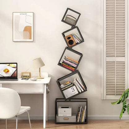Tipsy-Turvy Vertical Iron Art Bookshelf