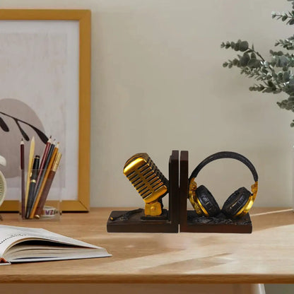 Bookends - Retro Microphone & Headphones