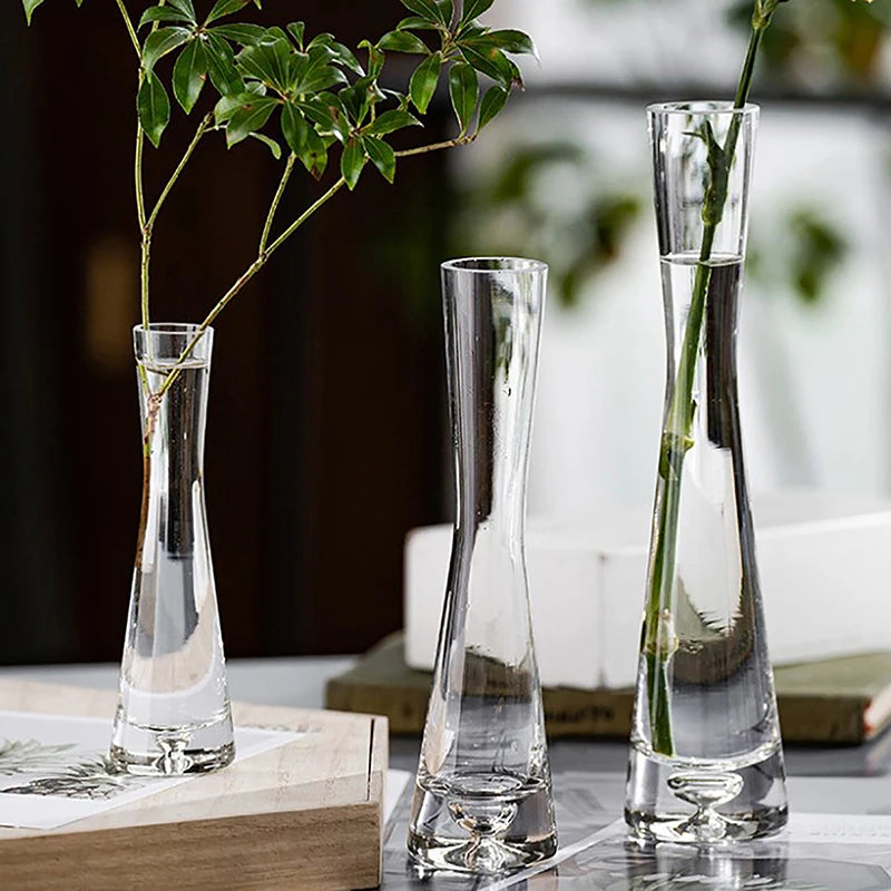 Elegant Transparent Glass Flower Vase