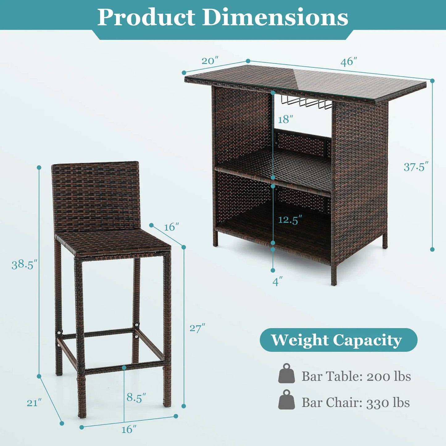 Chic Patio 3PCS Bar Set - Shop Jobie