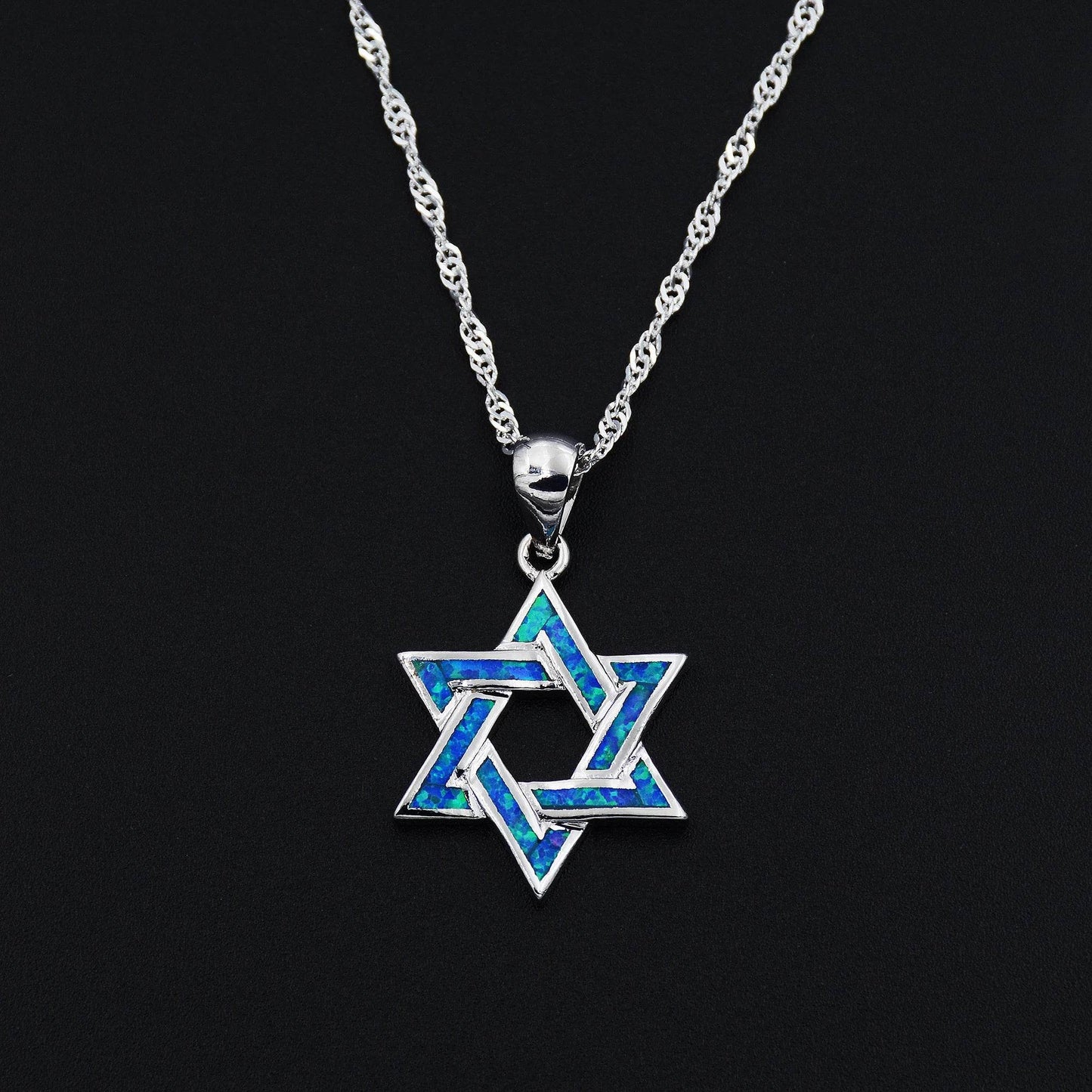 925S Star of David Blue Fire Opal Necklace - Shop Jobie