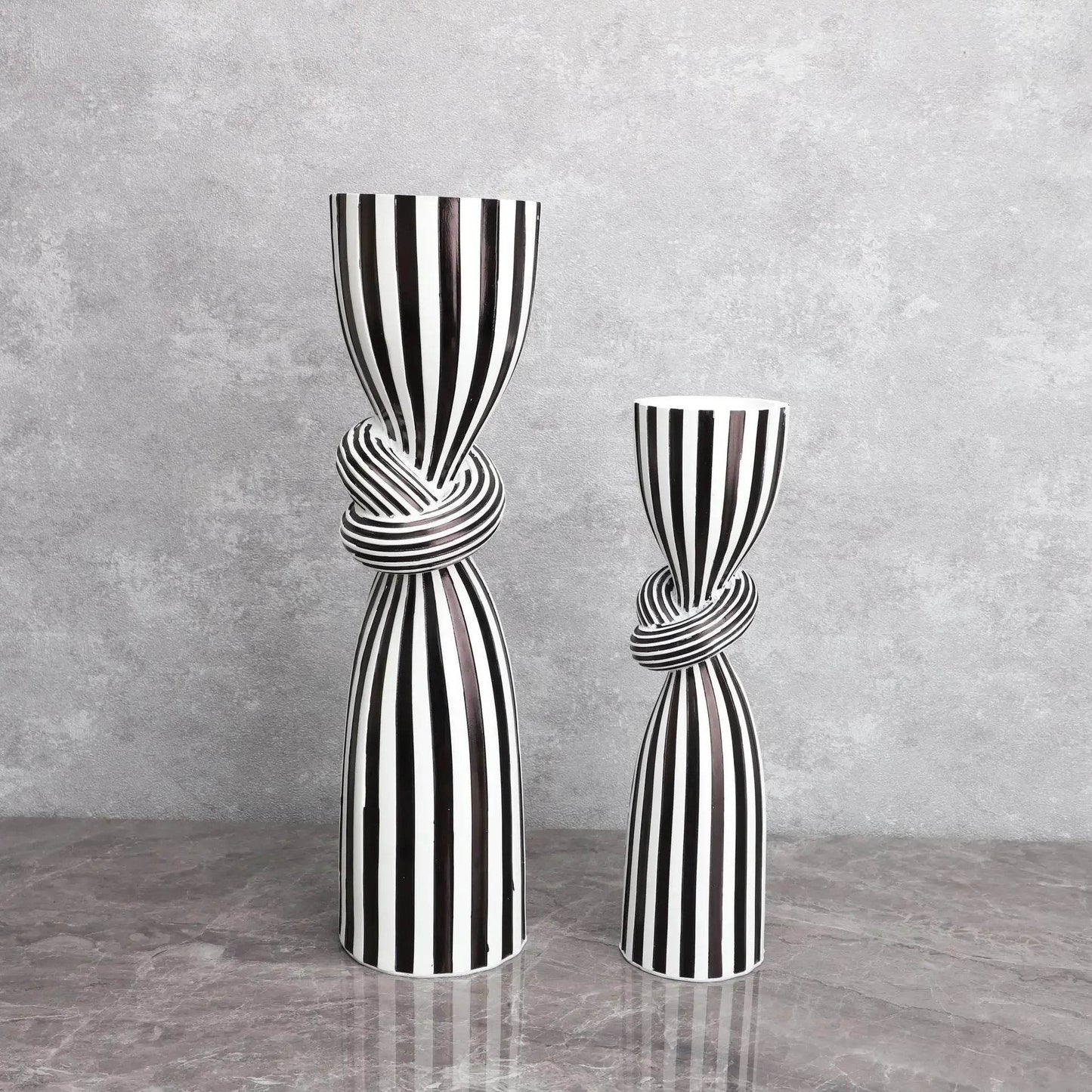 Black and White Striped Twisted Rope Knot Candle Stand - Shop Jobie