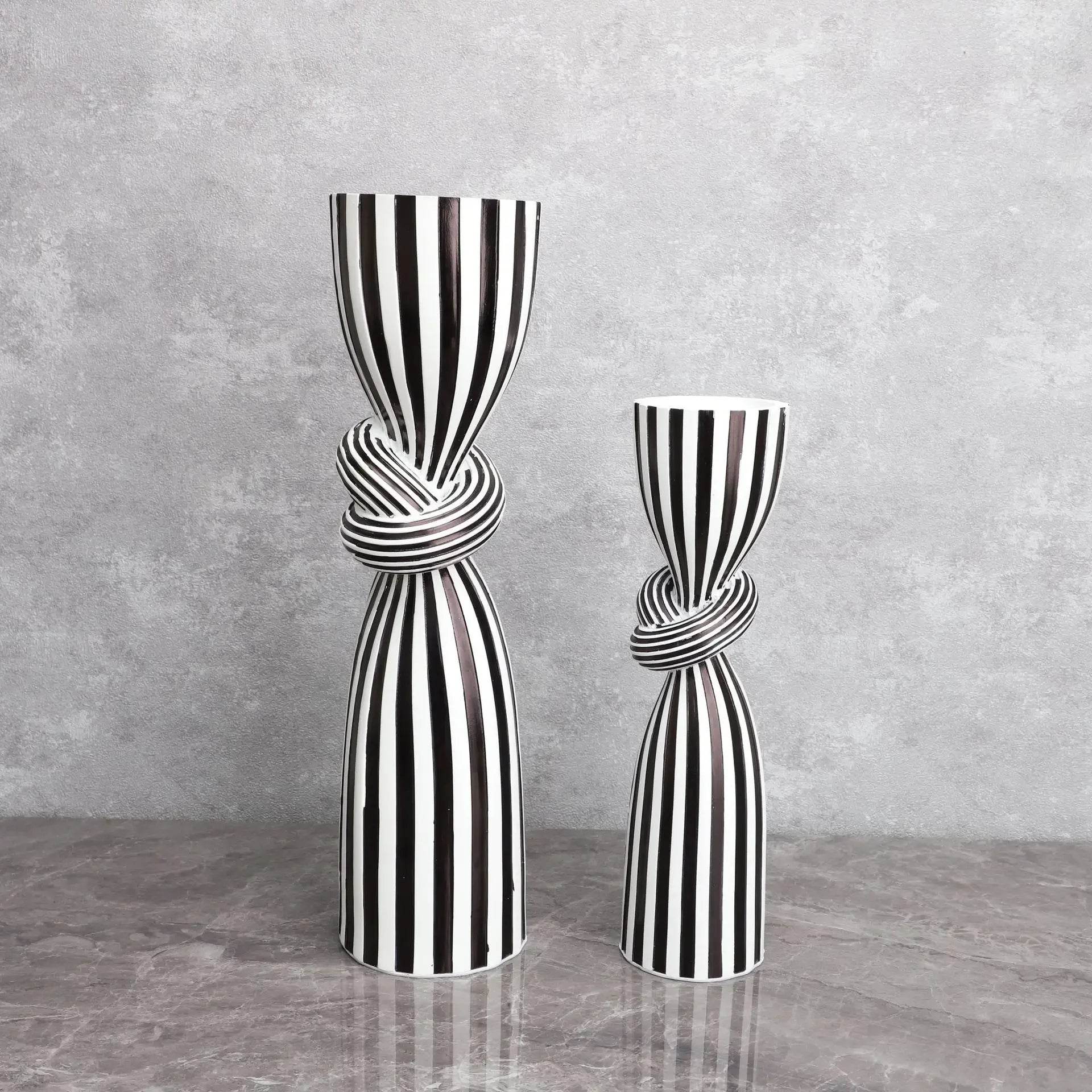 Black and White Striped Twisted Rope Knot Candle Stand - Shop Jobie