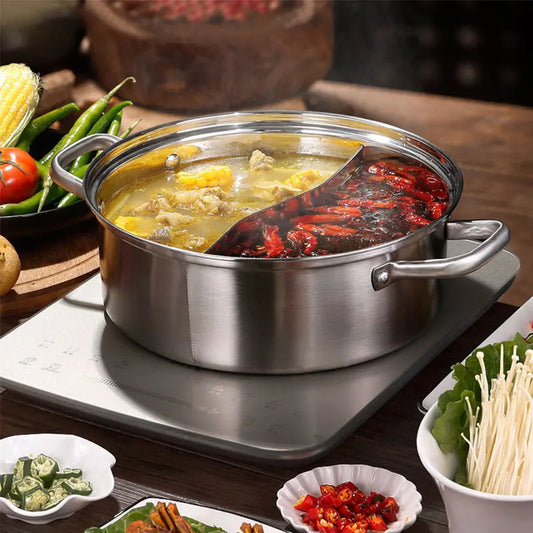 Divided Nonstick Stainless Steel Hot Pot & Fryer