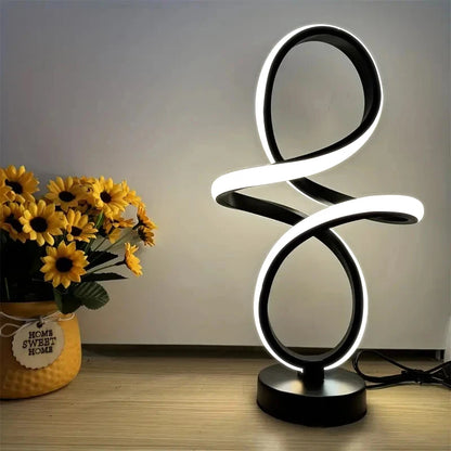 Modern Chrome Plated High Polished LED Table Lamp - Twisted Lines