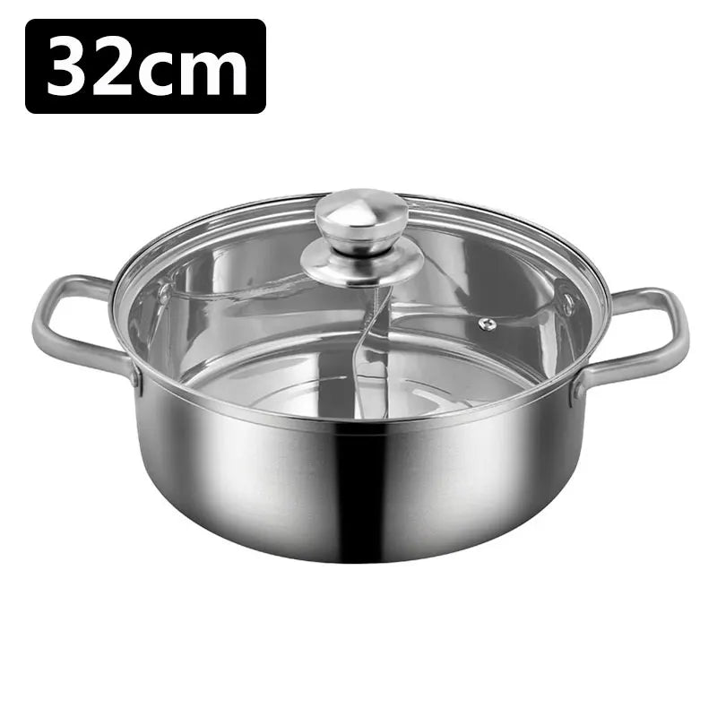 Divided Nonstick Stainless Steel Hot Pot & Fryer