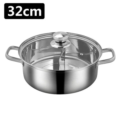 Divided Nonstick Stainless Steel Hot Pot & Fryer