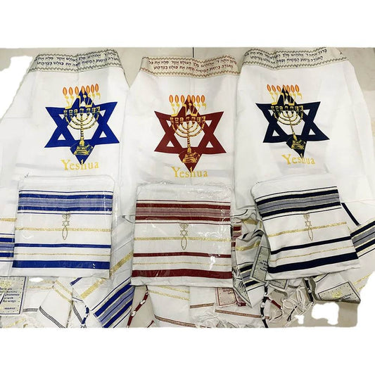 Tallit Menorah Print Prayer Shawl - Shop Jobie