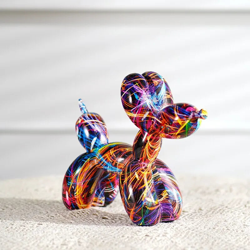 Mini Rainbow Graffiti Balloon Dog Figurines