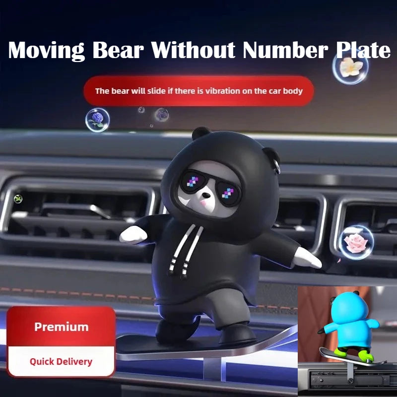 Mini Dashboard Skateboarding Bear