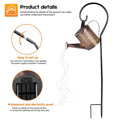 Solar Watering Can Hanging Kettle Lantern