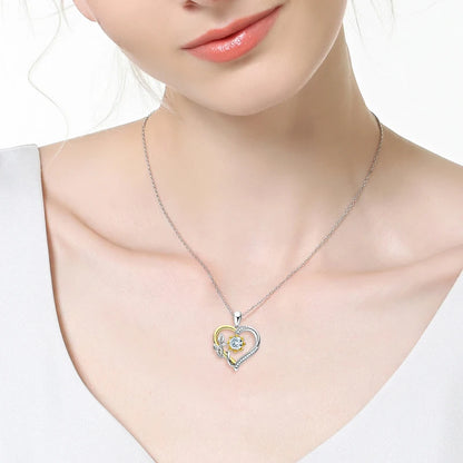 Moissanite Heart Sunflower Pendant Necklace