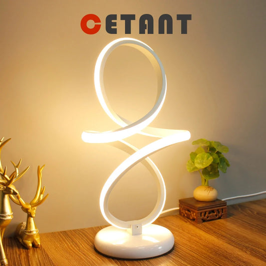 Modern Chrome Plated High Polished LED Table Lamp - Twisted Lines