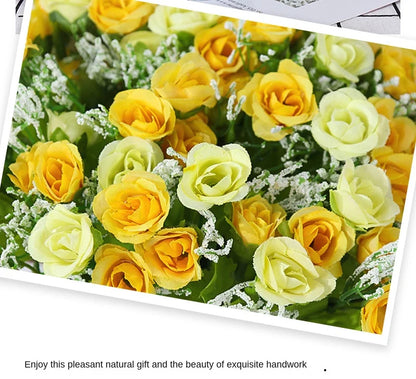 Silk Flower Bouquet - 7 Fork 21 Head Diamond Rose Flower