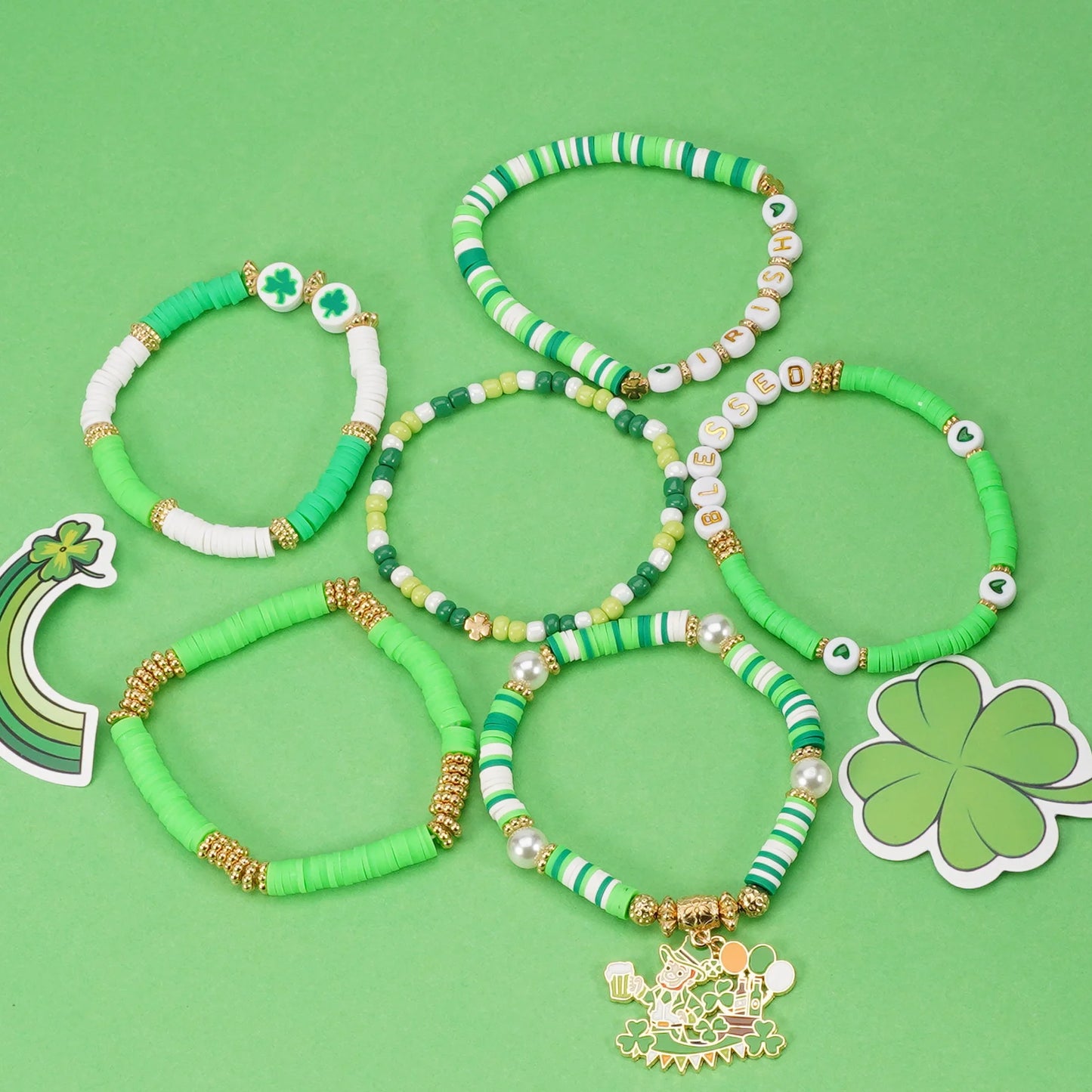 Lucky Shamrock Clover Party Favor Fashion Bracelets