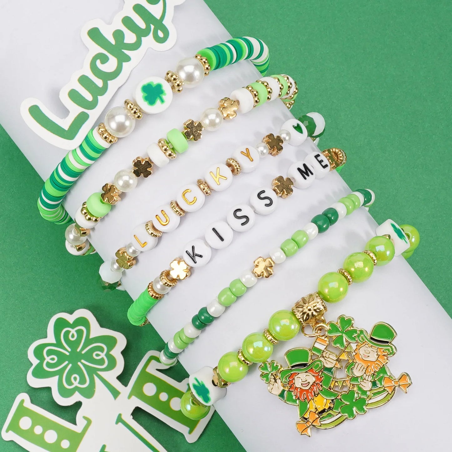 Lucky Shamrock Clover Party Favor Fashion Bracelets