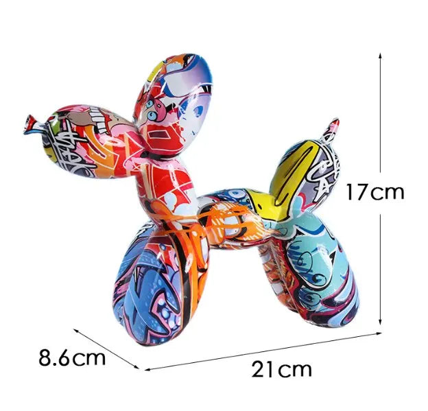 Mini Rainbow Graffiti Balloon Dog Figurines